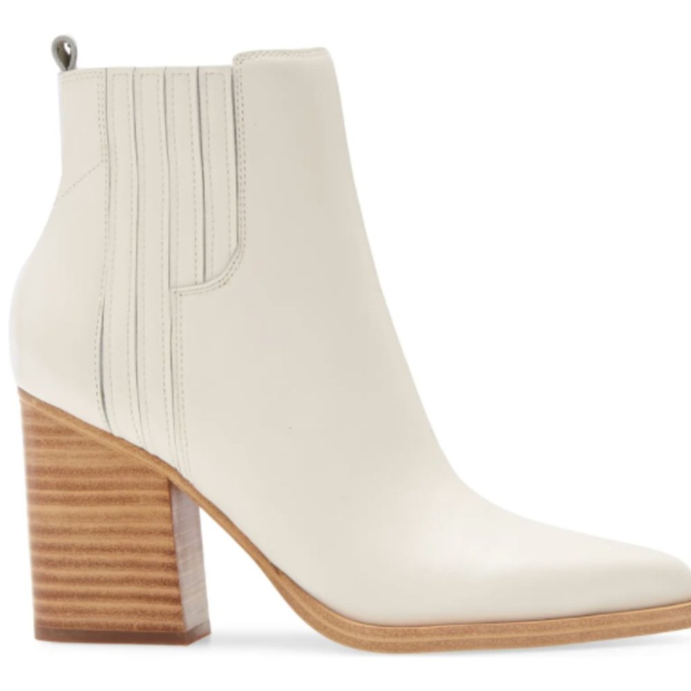 Ivory Leather Marc Fisher Oshay Pointed Toe Booties